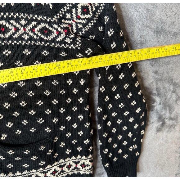 POLO RALPH LAUREN Black Snowflake Cotton-Cashmere Cardigan Sweater XL - Picture 4 of 5